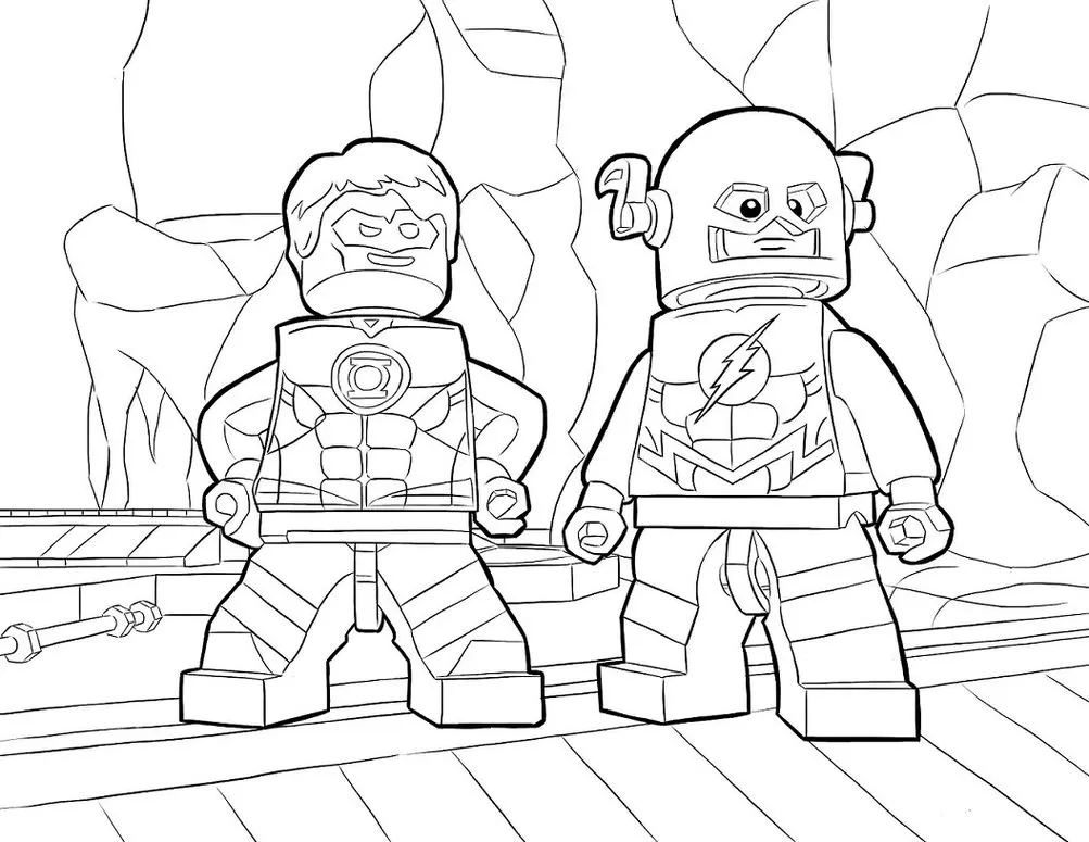 Desenhos do Flash em PDF para colorir Lanterna Verde e Flash Lanterna Verde e Flash Lego para colorir em PDF