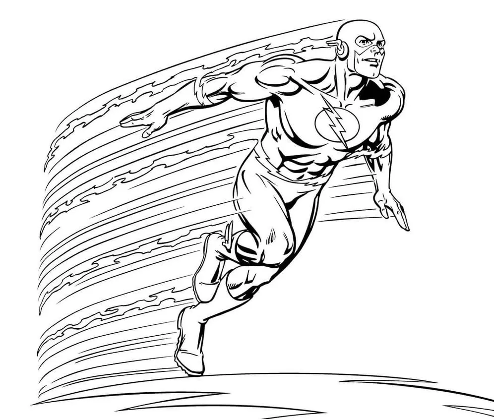 Desenhos do Flash em PDF para colorir Super Velocidade Flash em alta velocidade: desenho para colorir em PDF.