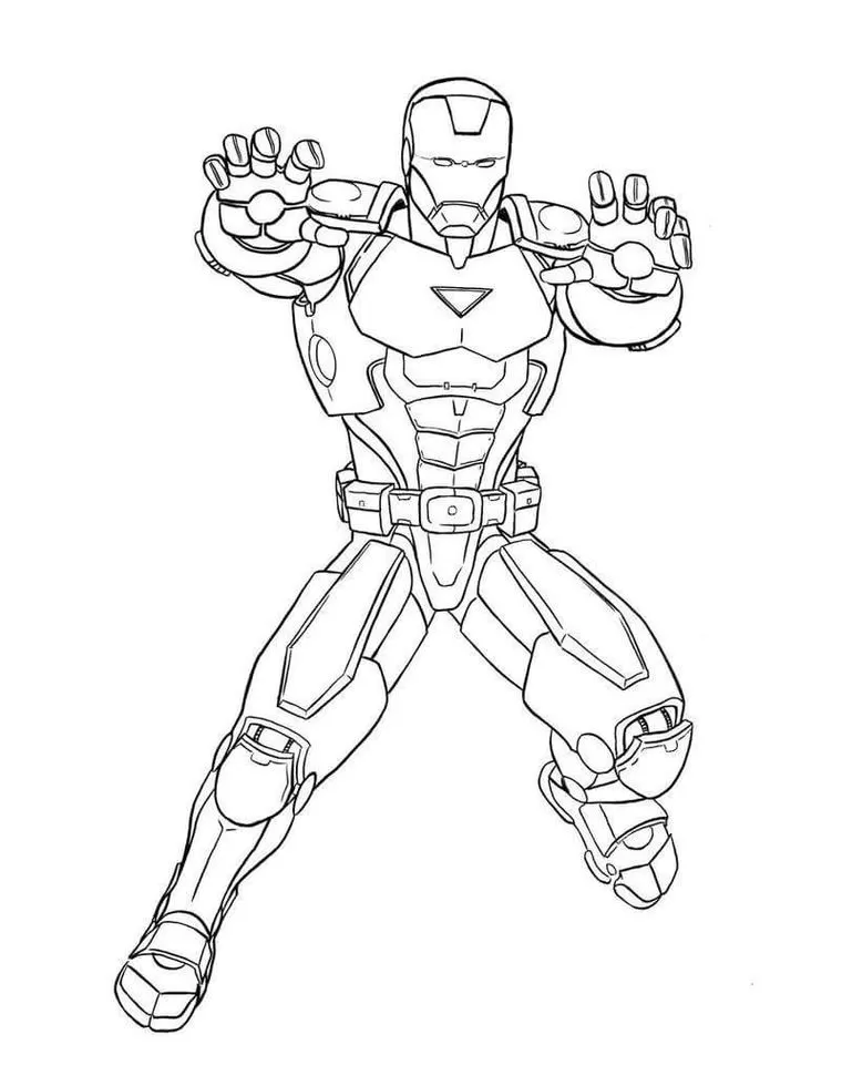 Desenhos do Homem de Ferro em PDF para colorir Em Ação Homem de Ferro para colorir em PDF: Desenho em ação