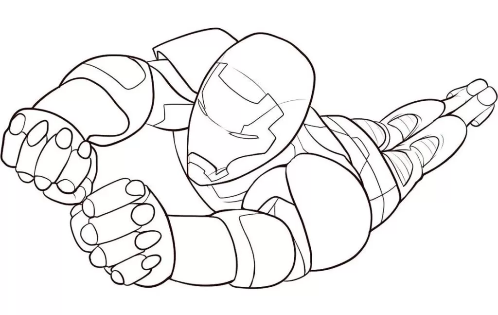 Desenhos do Homem de Ferro em PDF para colorir. Voando
