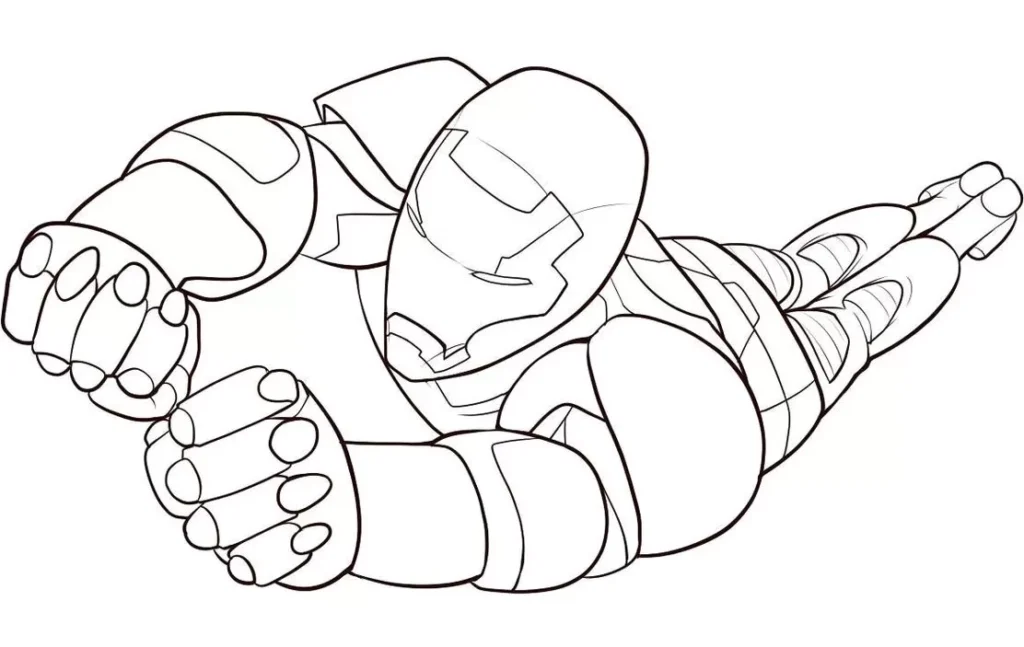 Desenhos do Homem de Ferro em PDF para colorir Voando Homem de Ferro voando: Desenho em PDF para colorir e atividades criativas.