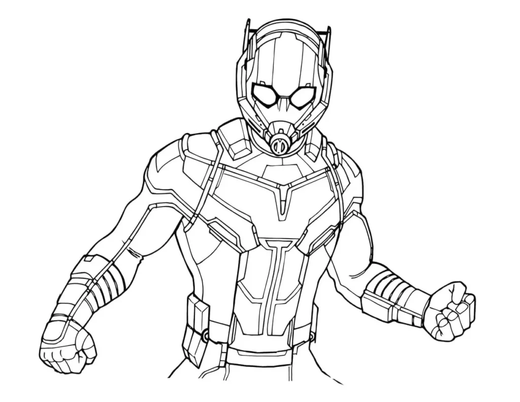 Homem-Formiga com armadura para colorir em PDF