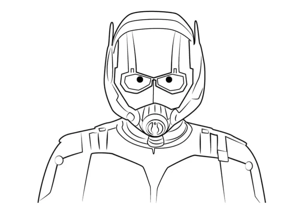 Homem-Formiga para colorir: Desenho em PDF com foco no capacete e traje tecnológico.