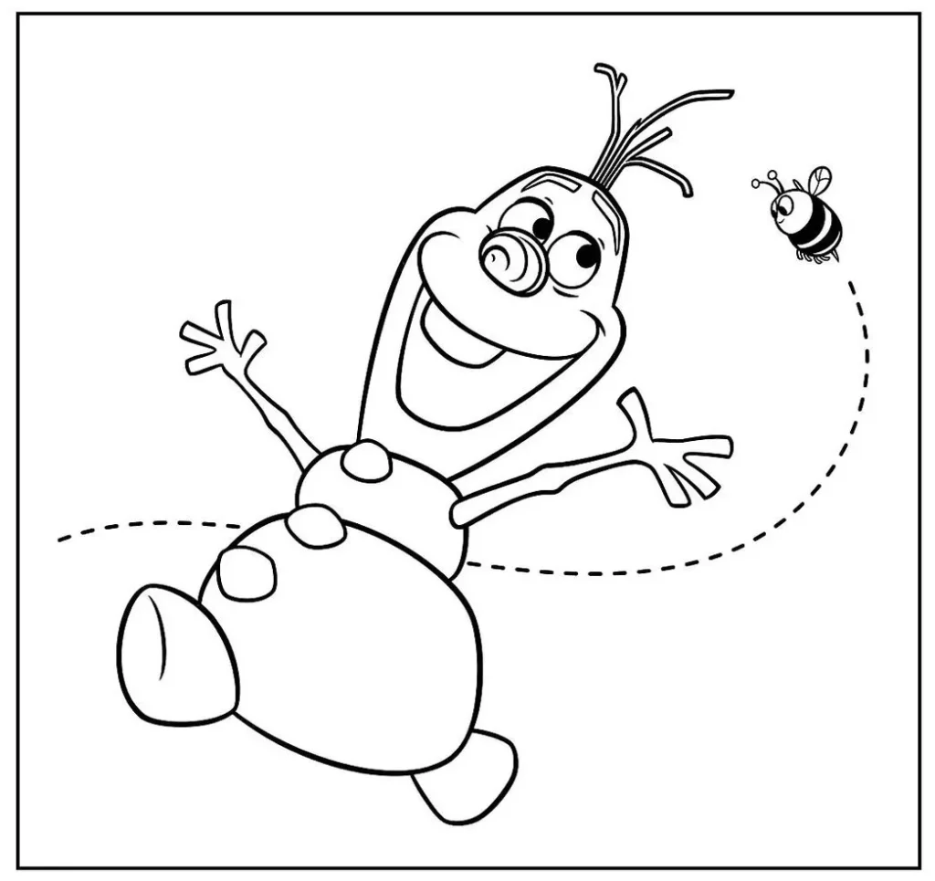 Olaf Abelhinha para colorir: desenho em PDF do boneco de neve de Frozen.