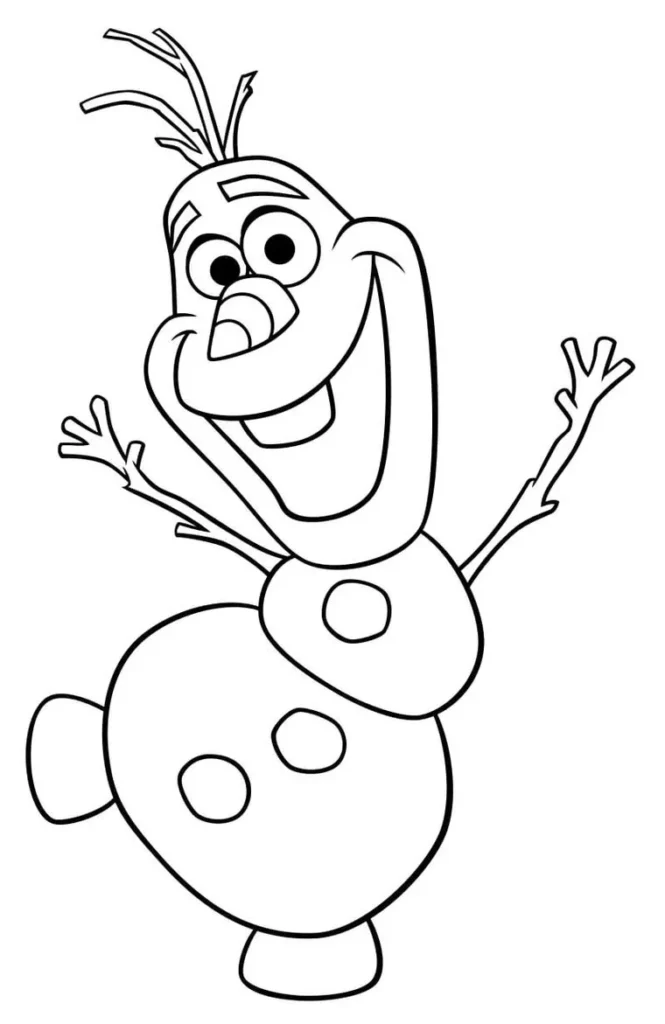 Olaf sorrindo com braços abertos, pronto para colorir