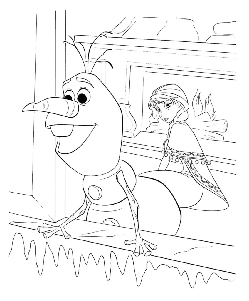 Olaf e Anna de Frozen para colorir: PDF divertido