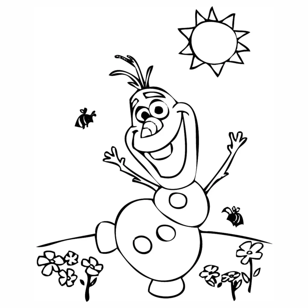 Olaf de Frozen curtindo a primavera: desenho para colorir