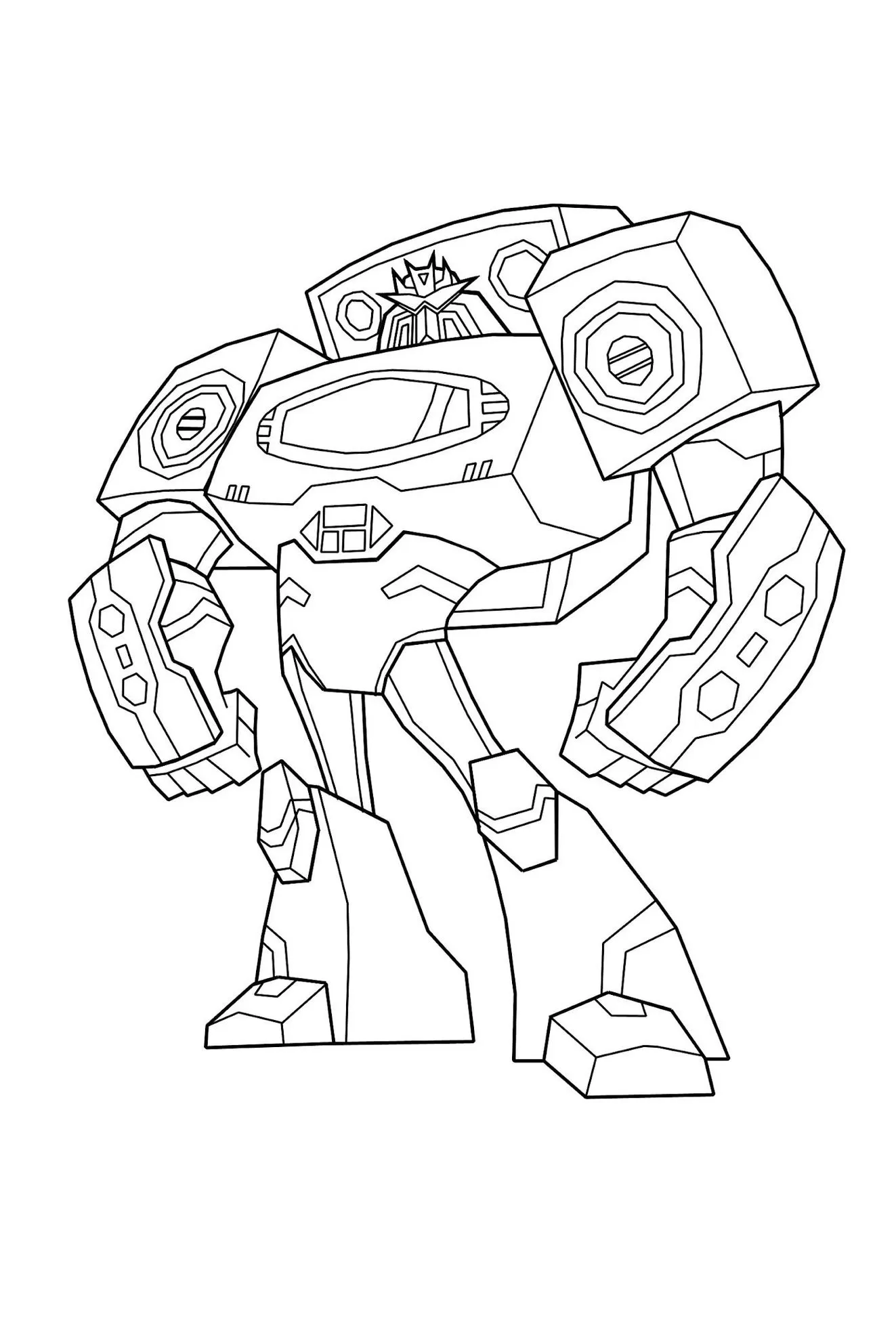 Transformer para colorir em estilo diorama: desenho em PDF
