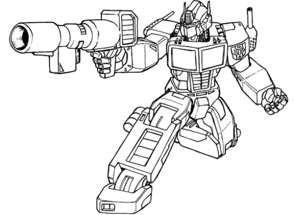 Transformer com arma: desenho para colorir em PDF