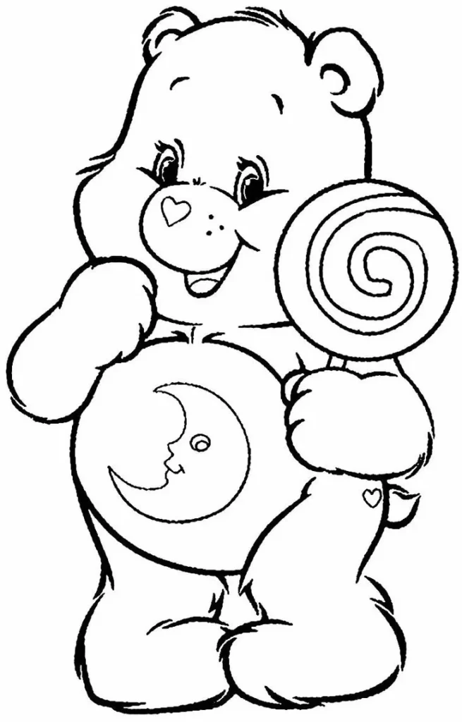 Ursinho Carinhoso com Pirulito Espiralado para Colorir em PDF