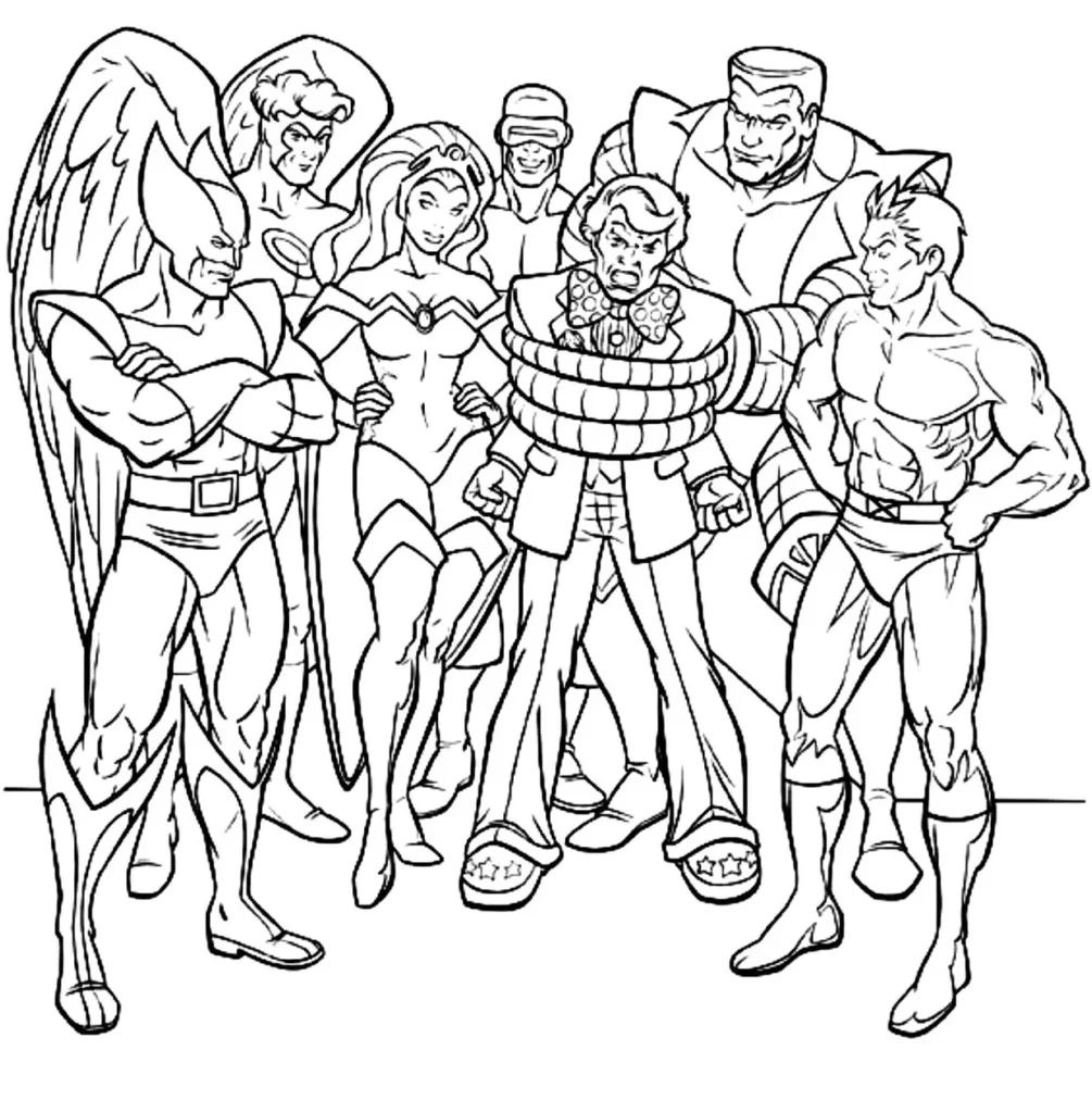 X-Men em ação: Desenho para colorir em PDF mostra captura de vilão.