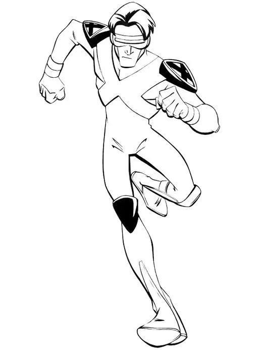 Ciclope dos X-Men em desenho para colorir: super-herói em ação