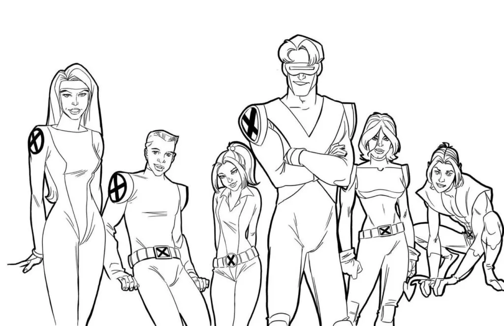 Desenhos dos X-Mens em PDF para colorir. Equipe