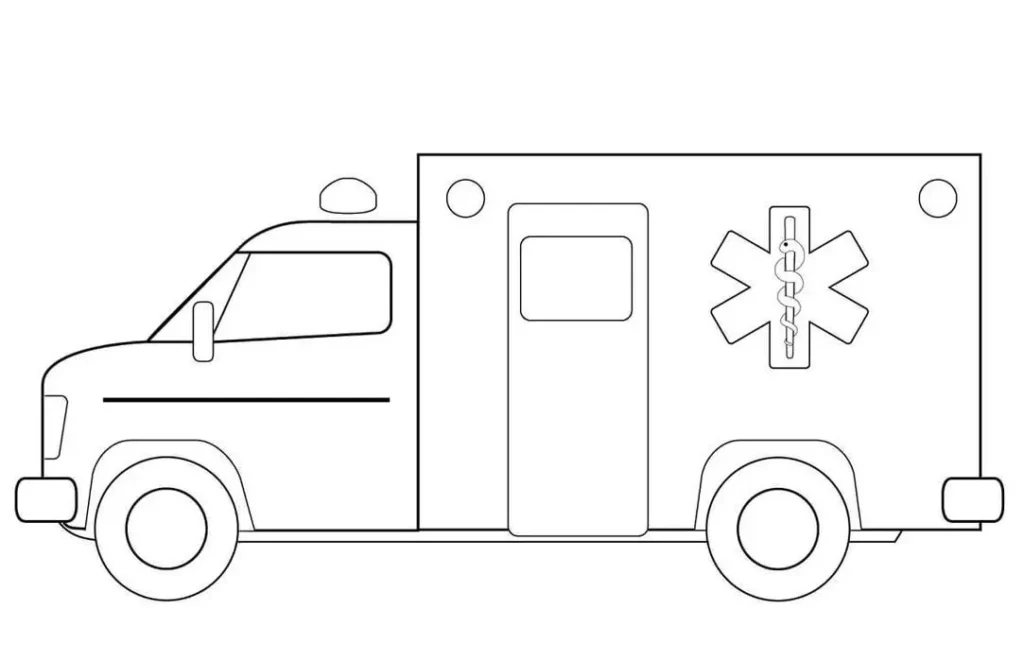 Ambulância para colorir: símbolo da medicina em PDF