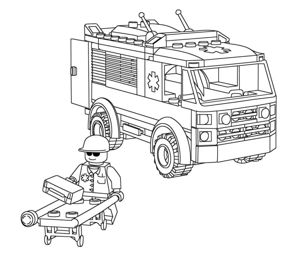 Ambulância de brinquedo para colorir em PDF: divirta-se com este desenho de socorro!