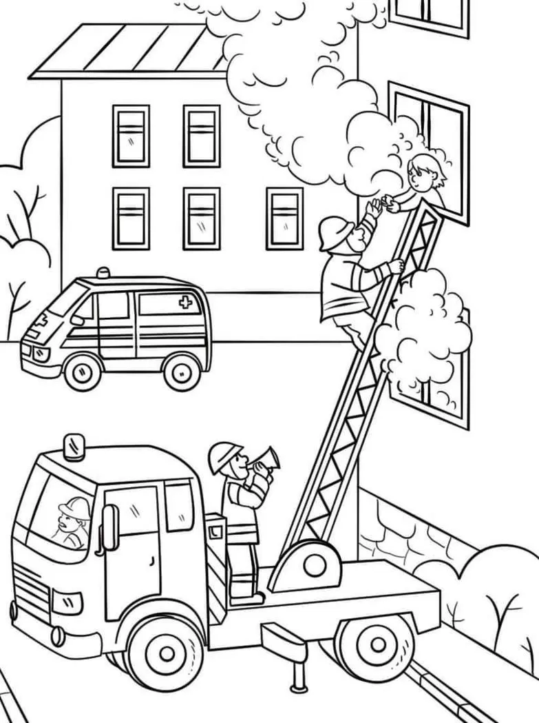 Desenho de Um caminhão de bombeiros para Colorir - Colorir.com