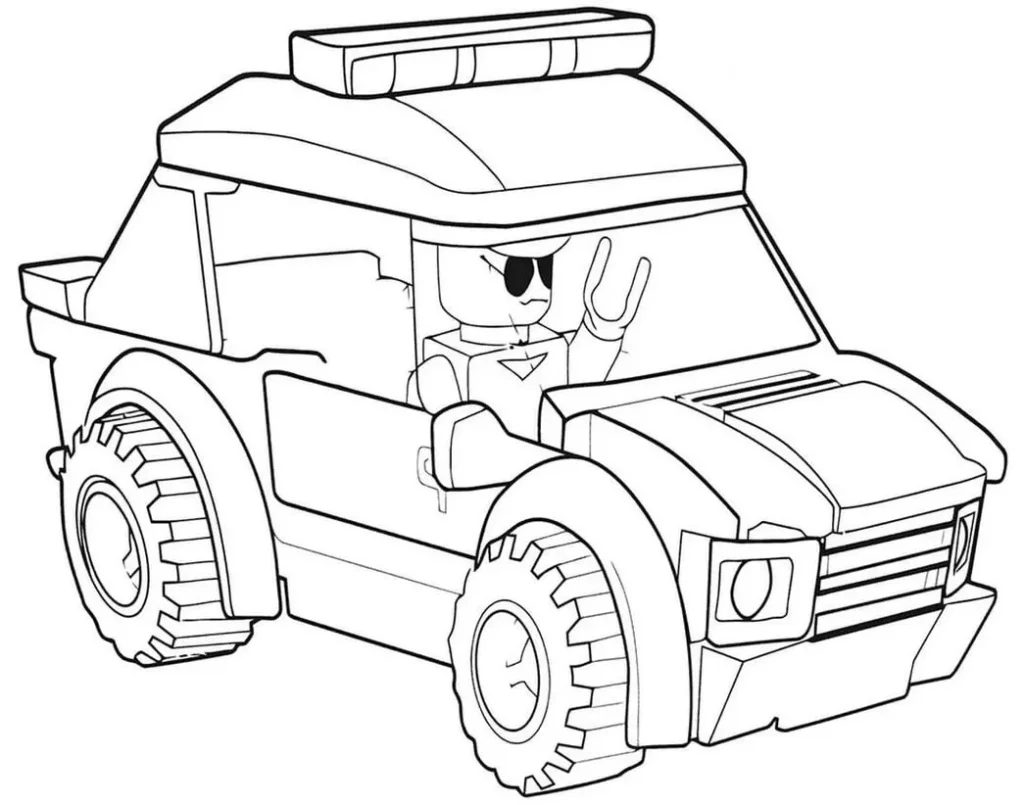 Carro de polícia Lego para colorir em PDF: diversão criativa