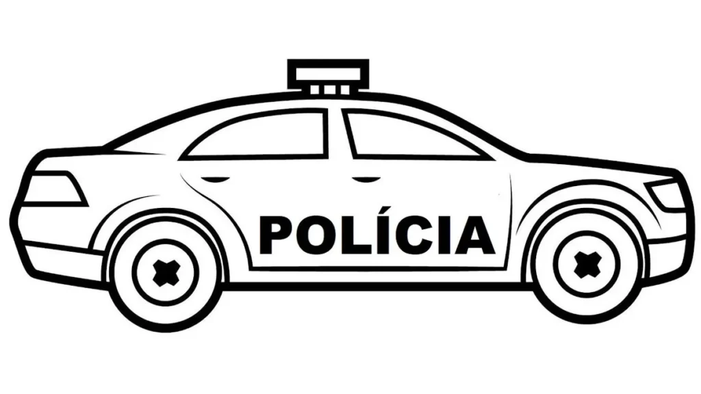 Carro de polícia para colorir em PDF: desenho rápido e divertido