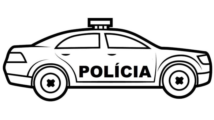 Carro de polícia para colorir em PDF: desenho rápido e divertido