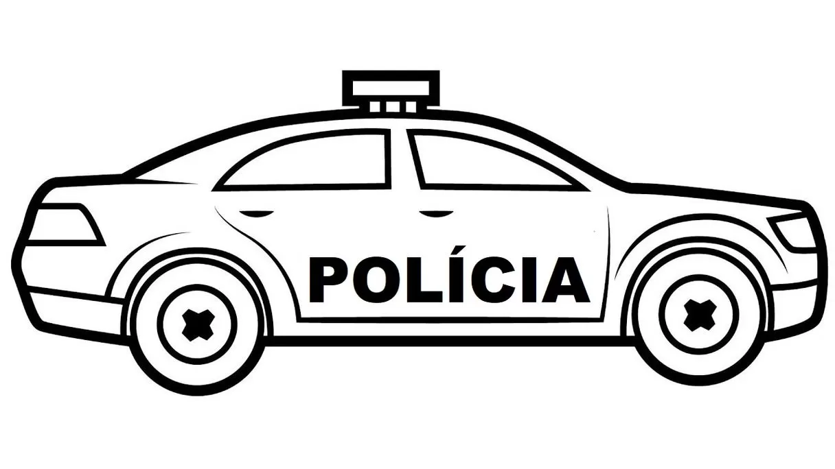 Página para colorir com carro de polícia dos desenhos animados