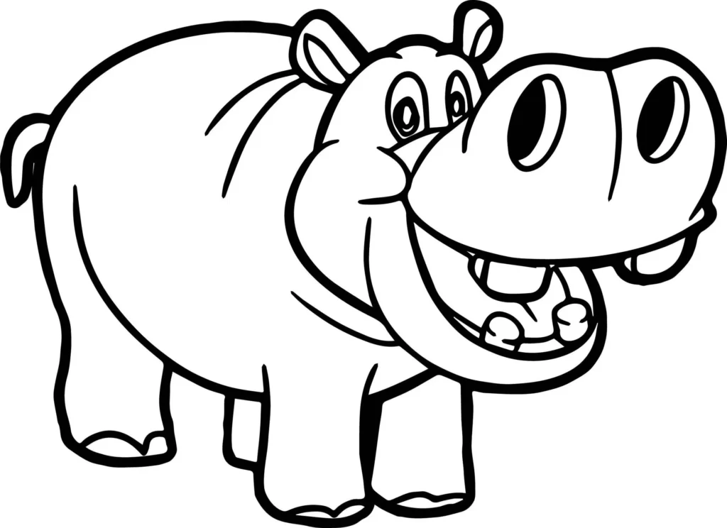 Desenhos de Hipopótamos em PDF para colorir Sorridente Hipopótamo sorrindo para colorir em PDF