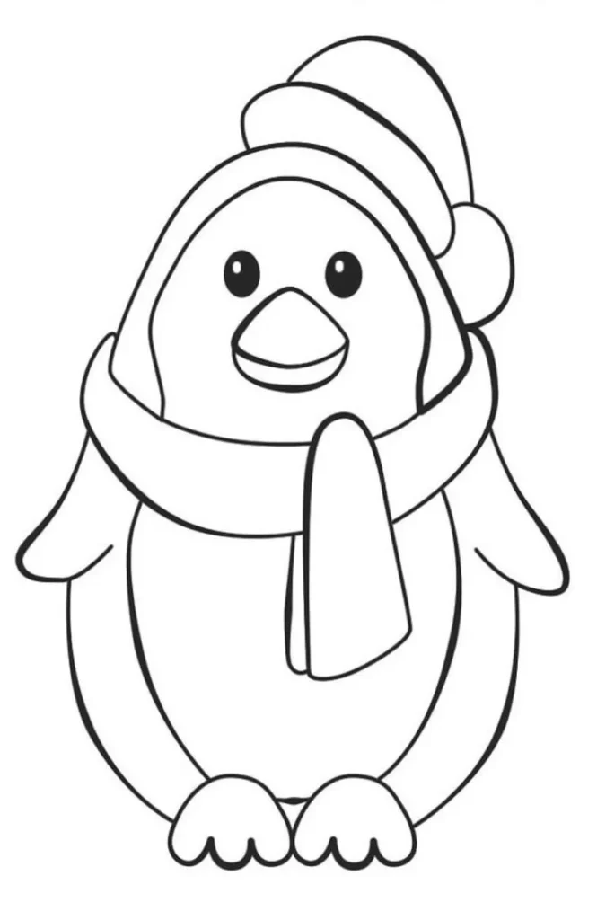 Desenhos de Pinguins em PDF para colorir De Gorro Pinguim com gorro e cachecol para colorir