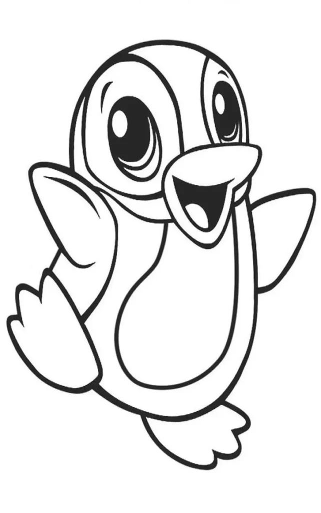 Desenhos de Pinguins em PDF para colorir Feliz Pinguim alegre para colorir em PDF