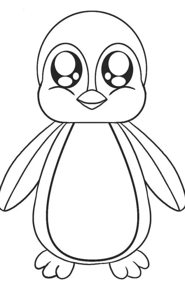 Desenhos de Pinguins em PDF para colorir Kawaii Pinguim Kawaii para colorir em PDF: Desenho adorável para crianças
