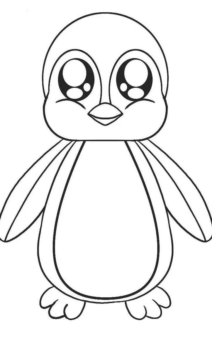 Desenhos de Pinguins em PDF para colorir Kawaii Pinguim Kawaii para colorir em PDF: Desenho adorável para crianças