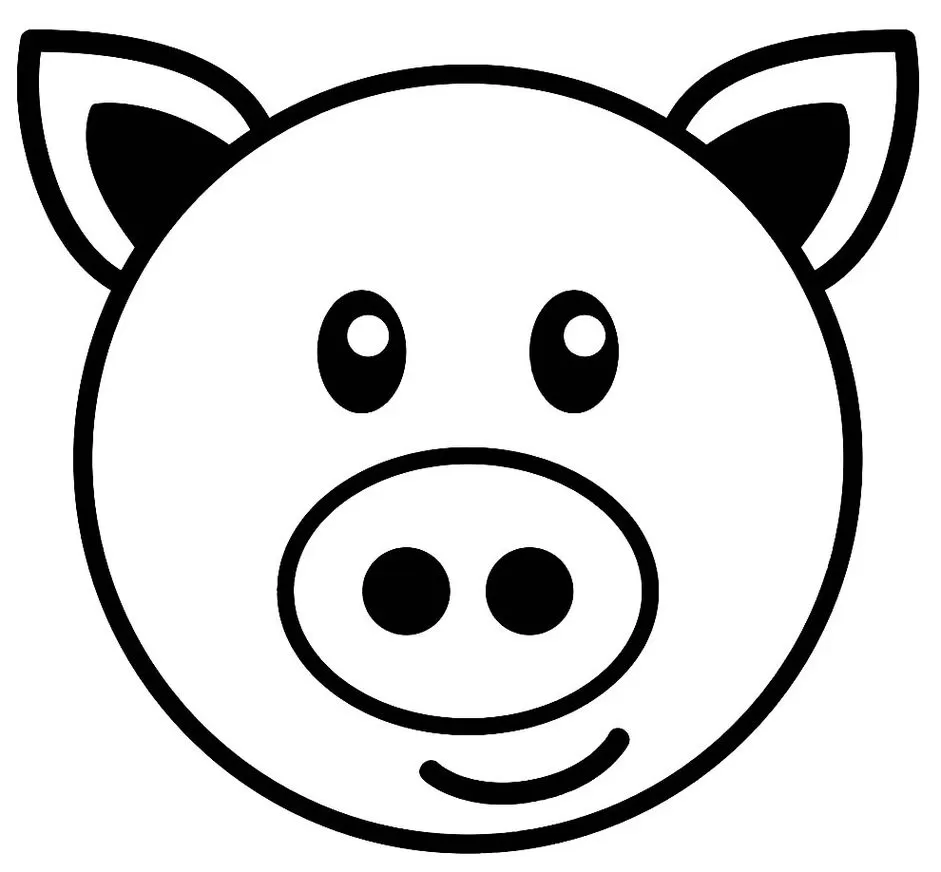Porquinho Carinha para colorir em PDF: desenho simples do rosto de um suíno.