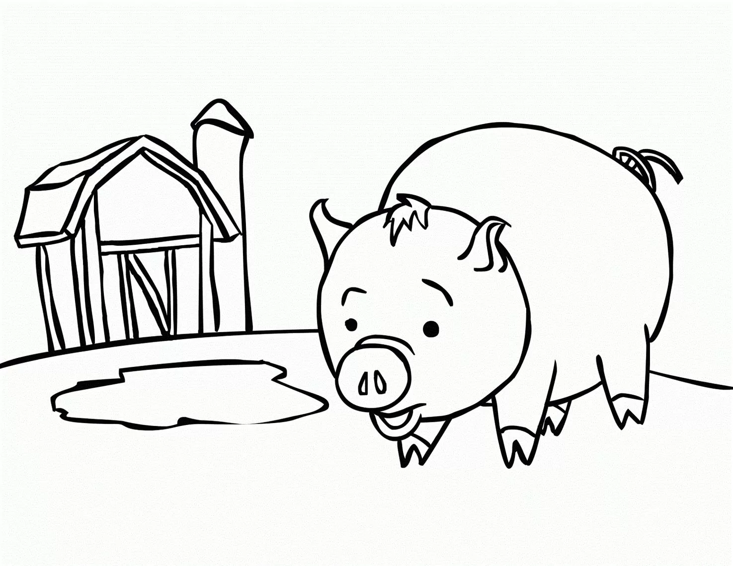 Porquinho adorável no celeiro: desenho para colorir e se divertir!