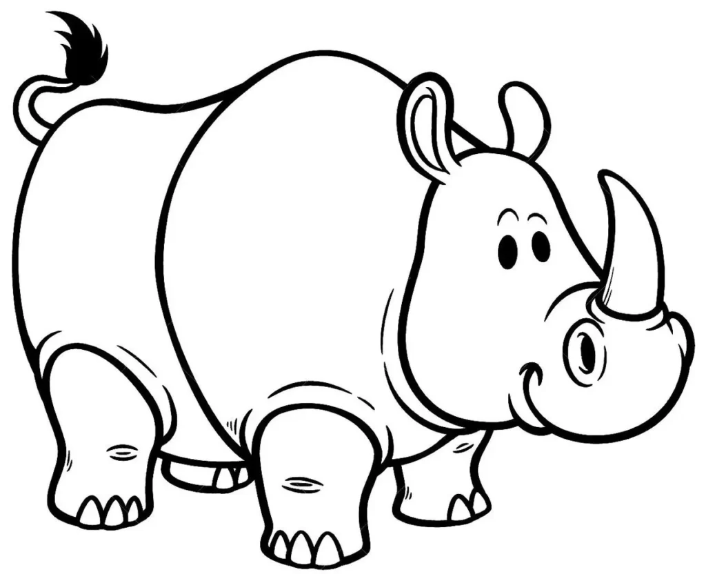 Desenhos de Rinocerontes em PDF para colorir Gordinho Rinoceronte Gordinho para Colorir em PDF: Desenho Divertido