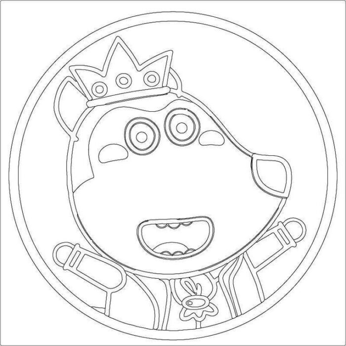 Wolfoo e Lucy como príncipe: desenho para colorir em PDF