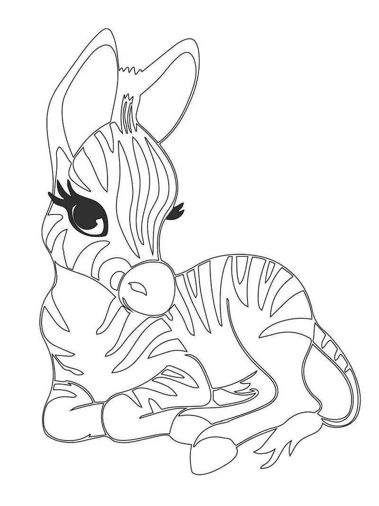 Desenhos de Zebras em PDF para colorir Linda Zebra bebê adorável para colorir em PDF