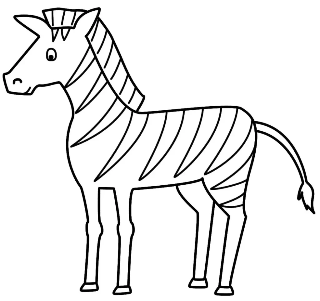 Desenhos de Zebras em PDF para colorir Simples Zebra para colorir em PDF: arte simples para pintar