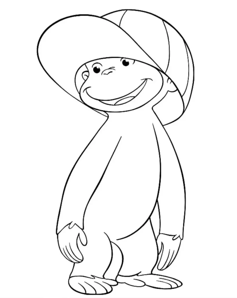 Desenhos do Macaco George PDF pra colorir Boné Macaco George com boné: desenho para colorir