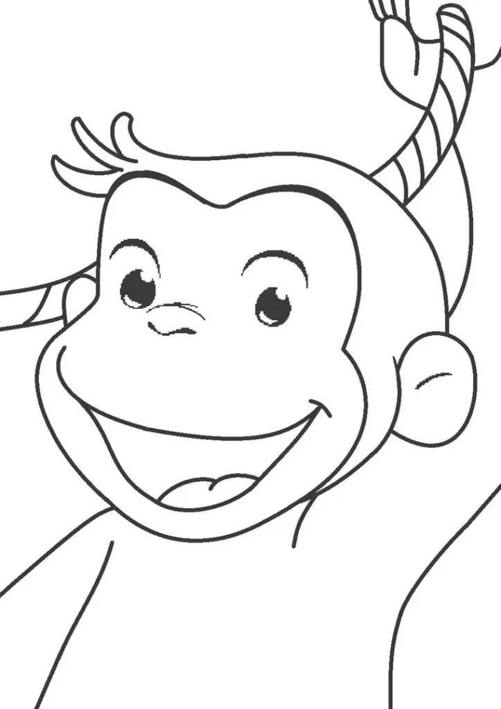 Desenhos do Macaco George PDF pra colorir Sorrindo Macaco George sorrindo em desenho para colorir