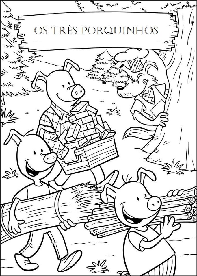 Desenhos dos Três Porquinhos em PDF pra colorir - Desenhos Imprimir