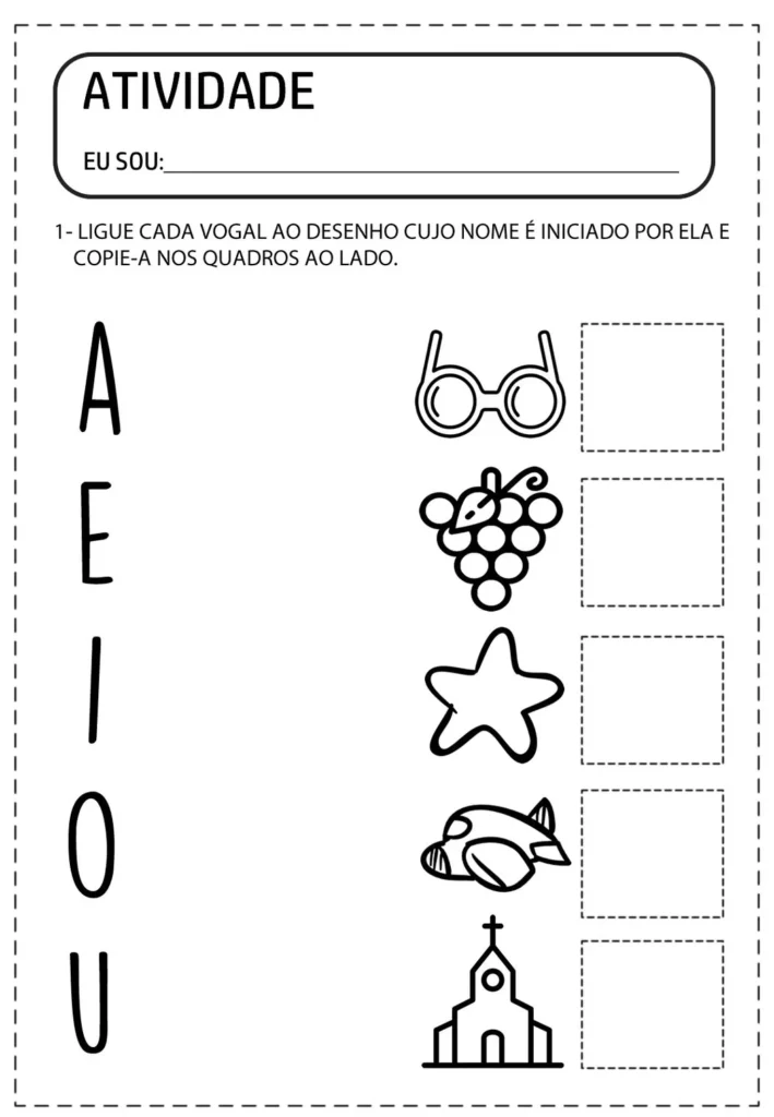 Atividade Vogais Educação Infantil: Ligue e Aprenda