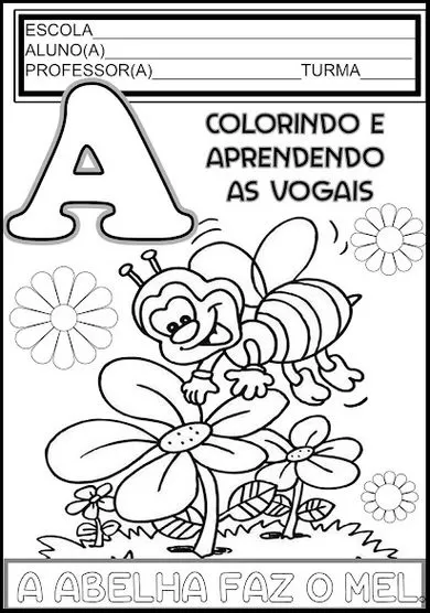 Atividade Vogal A: Abelha e Flor para Colorir