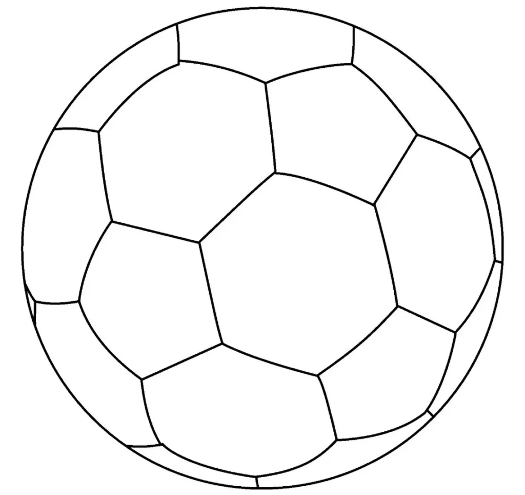 Desenho de bola de futebol para colorir, padrão clássico.
