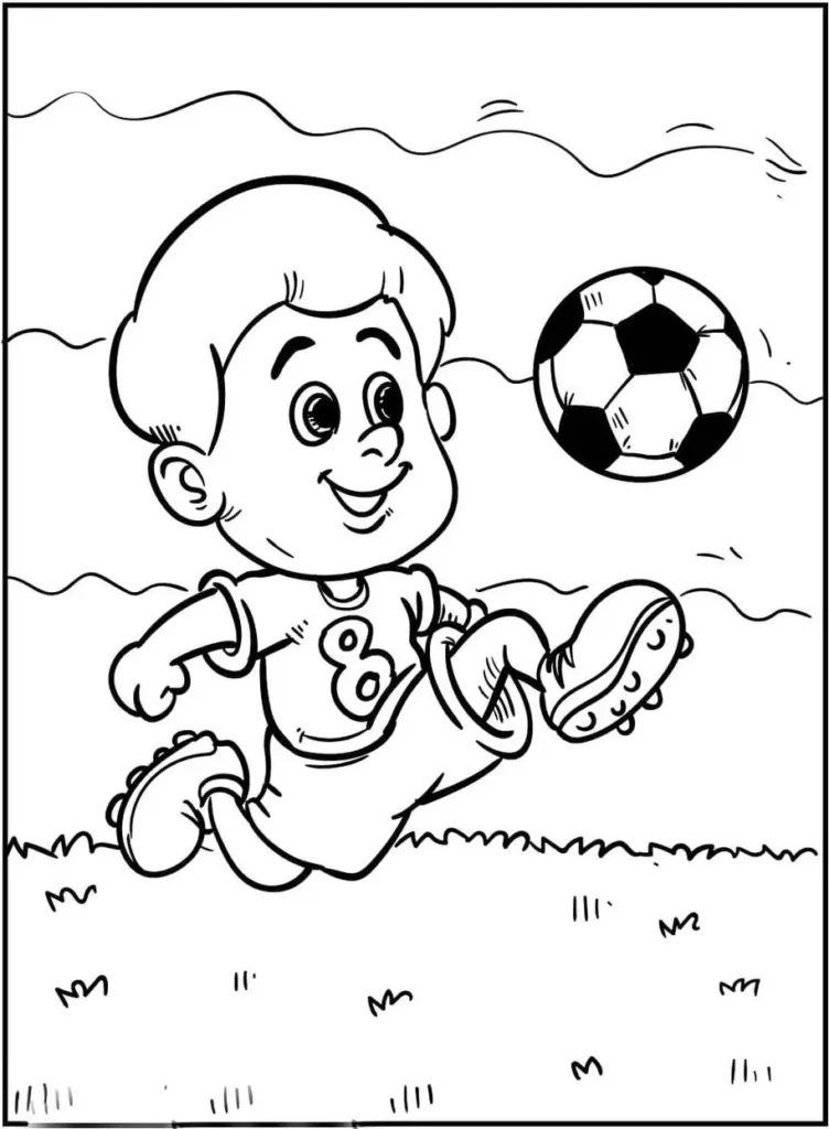 Jogador de futebol correndo para colorir, camisa número 8.