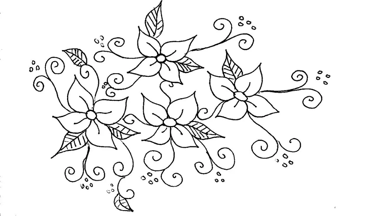 Composição floral para colorir com rosas e folhagens.