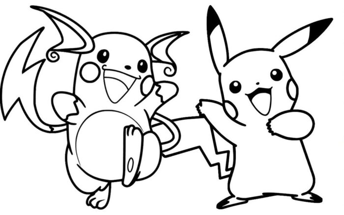 Pikachu e Raichu para colorir: desenhos divertidos dos Pokémon