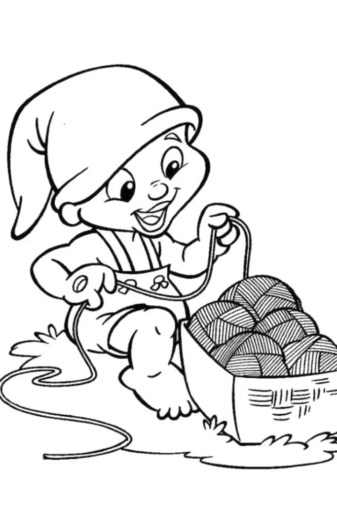 Desenhos do Saci Pererê para colorir Brincando com as Linhas Saci Pererê para colorir: brincadeira com fios e novelos de lã.