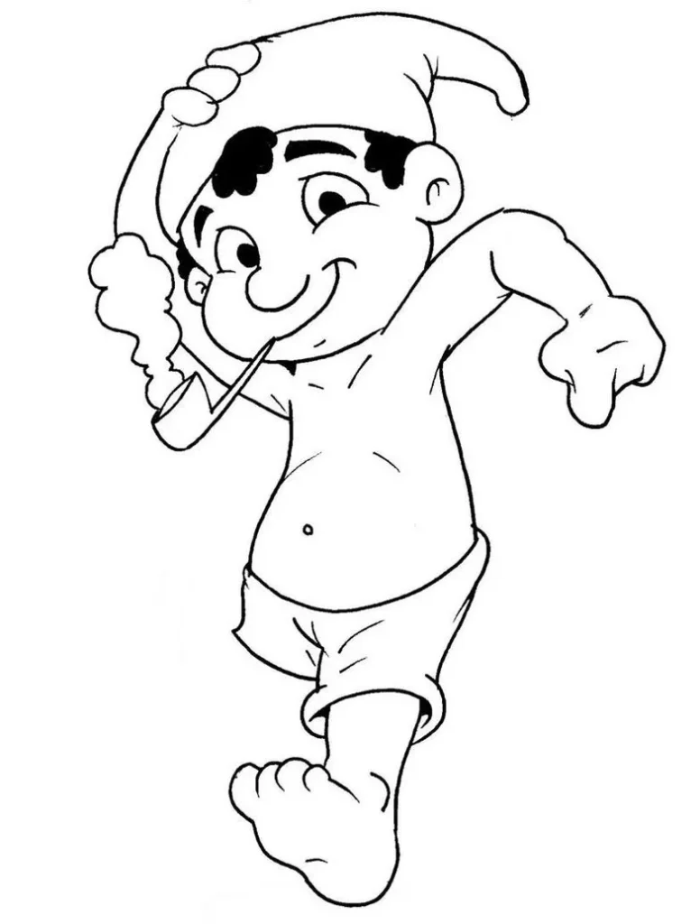 Desenhos do Saci Pererê para colorir Cachimbo do Saci Saci Pererê sorrindo e fumando cachimbo: desenho para colorir.
