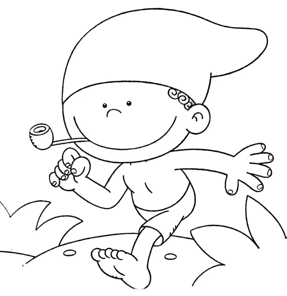 Desenhos do Saci Pererê para colorir Passeando Saci Pererê para colorir: desenho do folclórico personagem caminhando.