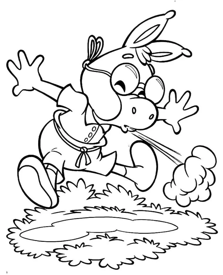 Conselheiro do Sítio do Picapau Amarelo assoprando em desenho para colorir.