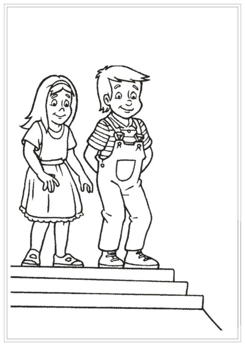 Pedrinho e Narizinho para colorir: desenho do Sítio do Picapau Amarelo.