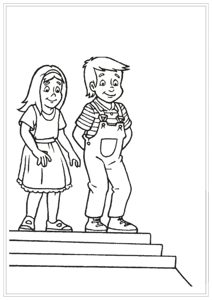 Pedrinho e Narizinho para colorir: desenho do Sítio do Picapau Amarelo.